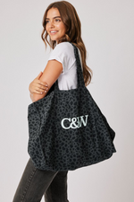 Olivia Tote Bag - Charcoal Leopard