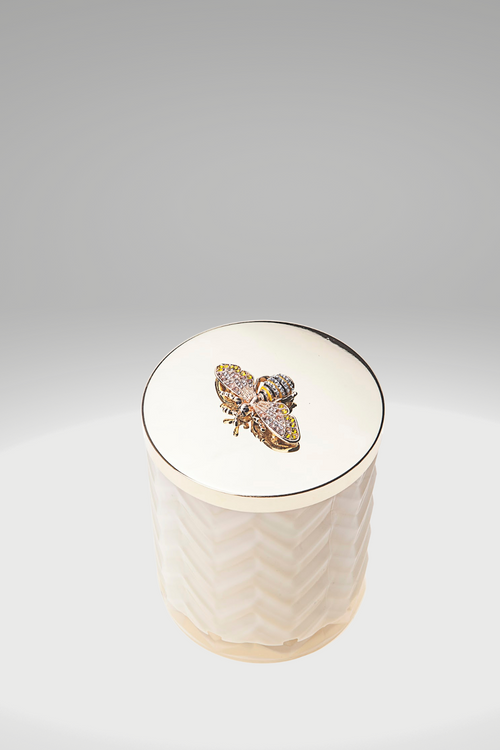 Cote Noire Herringbone Candle Cream with Golden Bee Lid