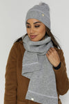 Beanie - Grey w/Silver Lurex Stripe