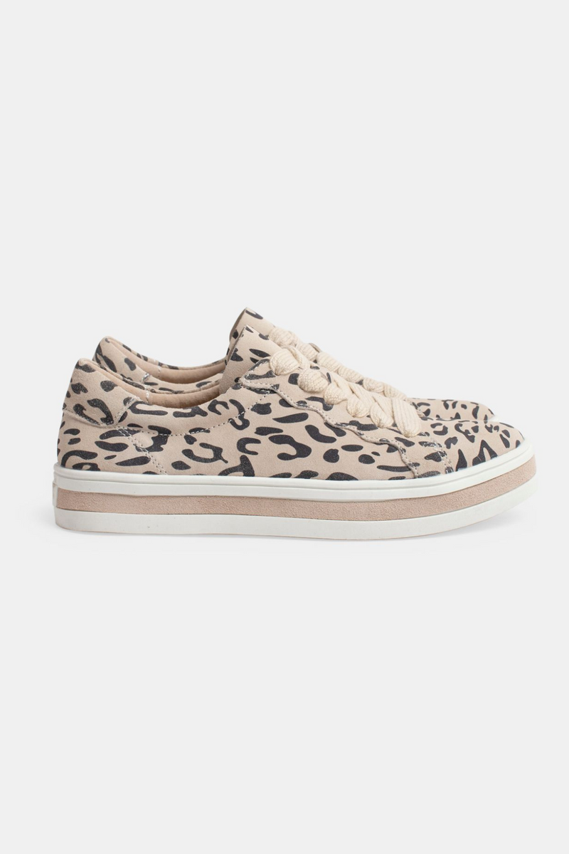 Sass Leather Sneaker - Almond Leopard Suede