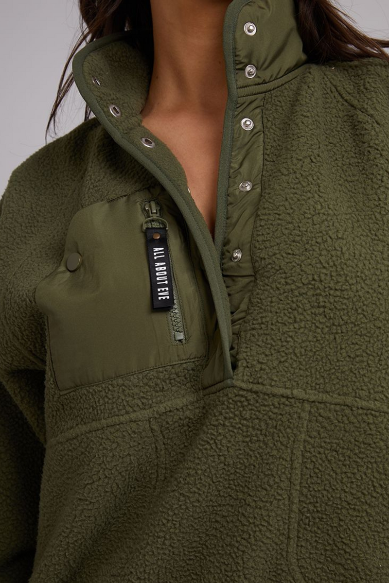 Active Teddy Zip 1/4 Khaki