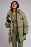 Remi Luxe Midi Puffer Khaki